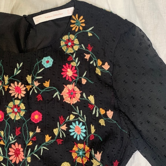 Zara Embroidered Dot Mesh Dress - Picture 6 of 6